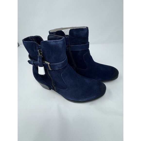 NEW Earth Origins Tori Dark Blue Water Repellent Suede Zip Up Heeled Boot Sz 7.5 - Picture 3 of 11